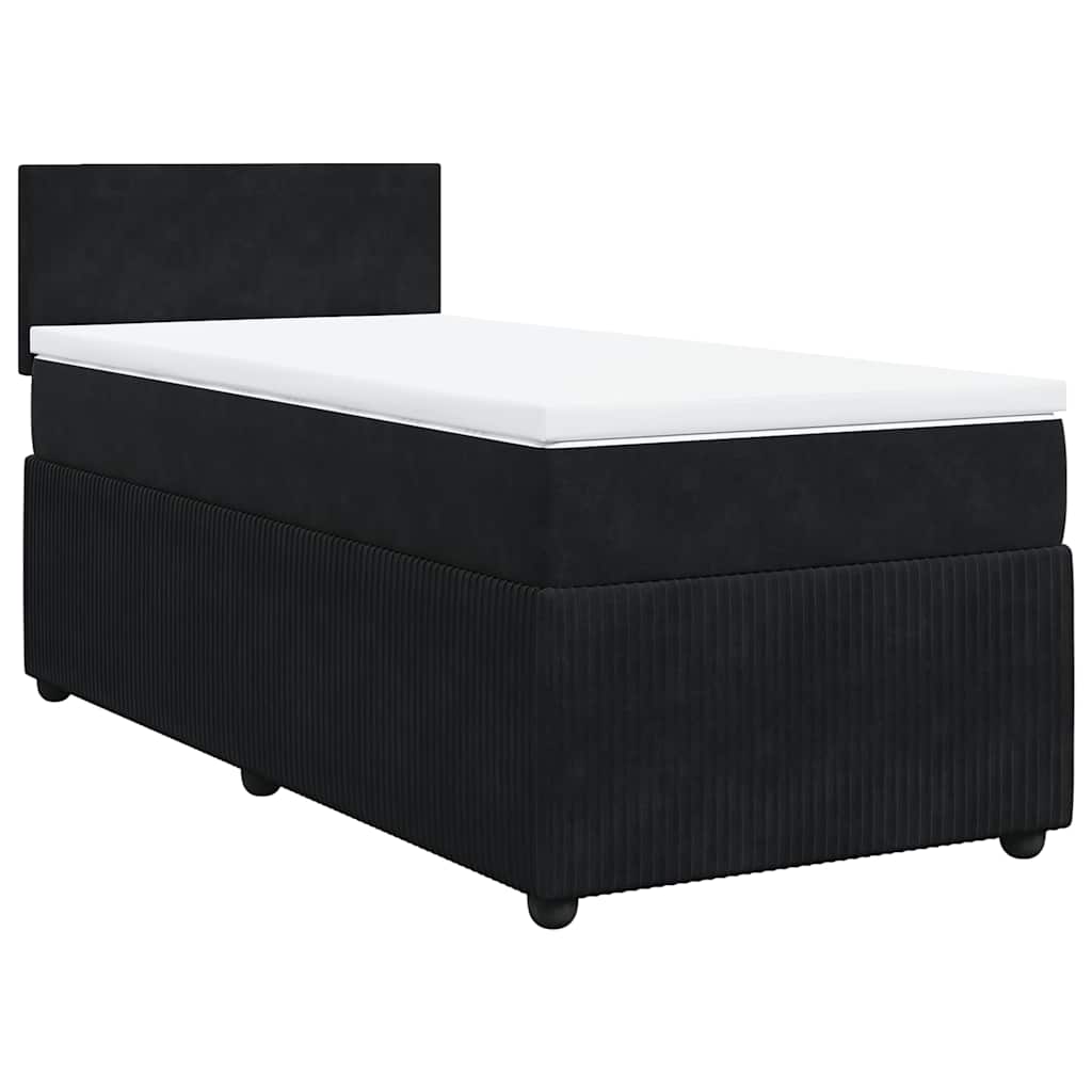 vidaXL Boxspring met matras fluweel zwart 80x200 cm afbeelding