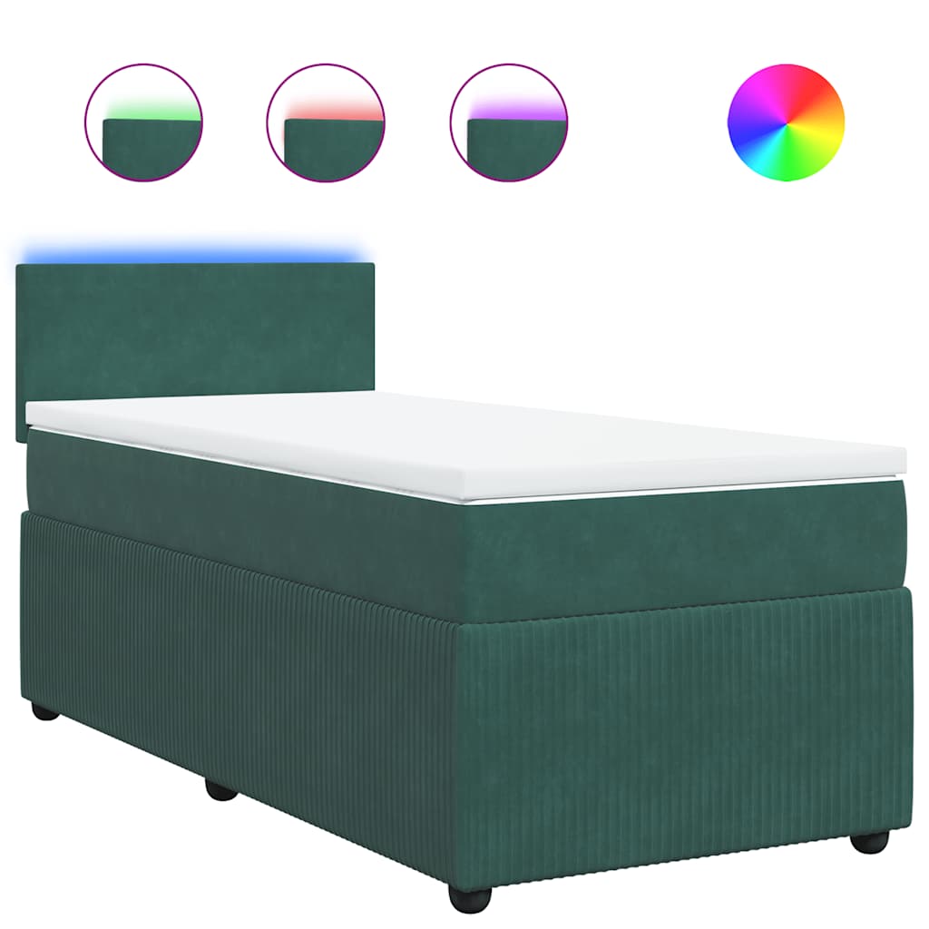 vidaXL Box spring postel s matrací tmavě zelená 80 x 200 cm samet