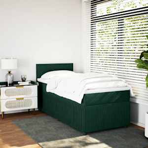 Box spring postel s matrací tmavě zelená 80 x 200 cm samet - obrázek 4