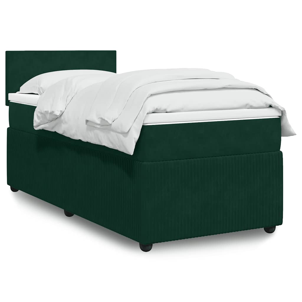 vidaXL Pat continental cu saltea, verde închis, 80x200 cm, catifea