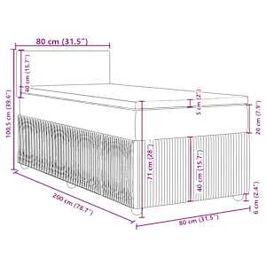 Box spring postel s matrací růžová 80 x 200 cm samet - obrázek 18
