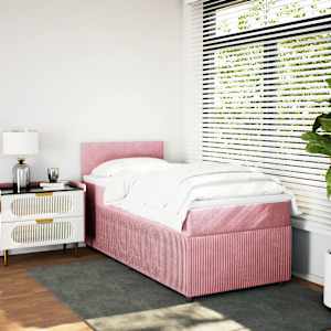 Box spring postel s matrací růžová 80 x 200 cm samet - obrázek 4
