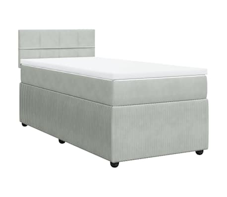 vidaXL Box spring postel s matrací světle šedá 80 x 200 cm samet