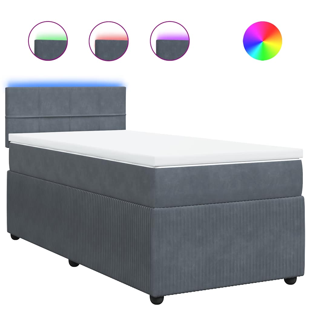 Thumbnail - vidaXL Boxspringbett mit Matratze Dunkelgrau 80x200 cm Samt
