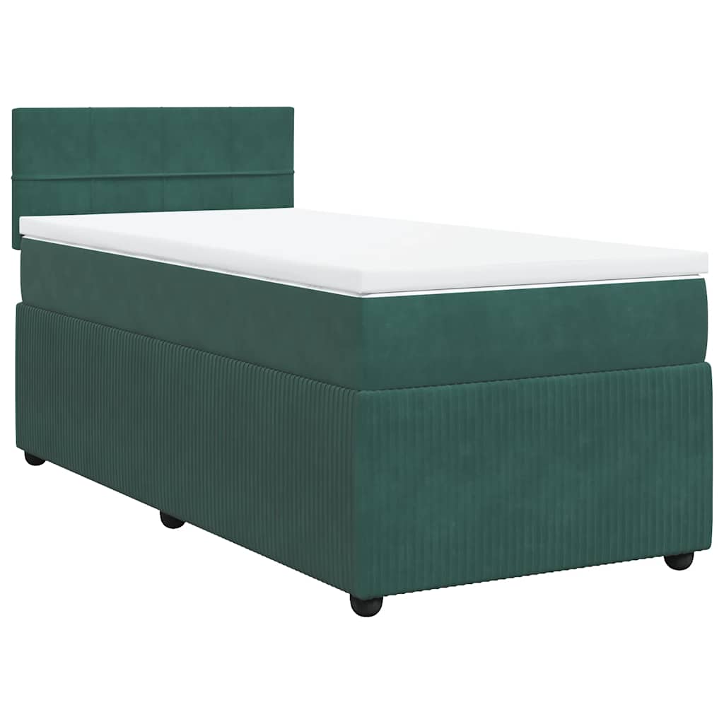 vidaXL Boxspring met matras fluweel donkergroen 80x200 cm afbeelding