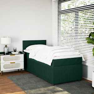 Box spring postel s matrací tmavě zelená 80 x 200 cm samet - obrázek 4