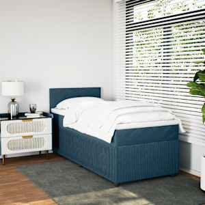 Box spring postel s matrací modrá 80 x 200 cm samet - obrázek 4