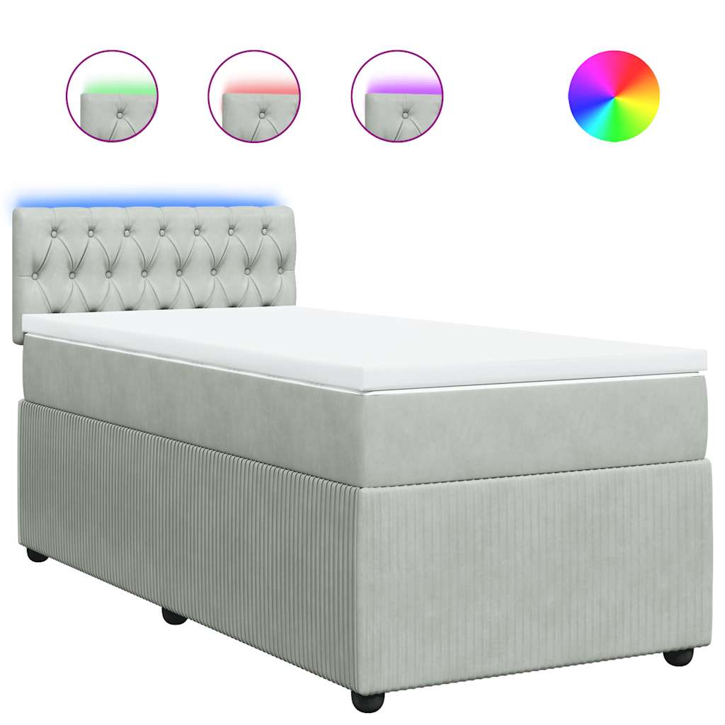 Thumbnail - vidaXL Boxspringbett mit Matratze Hellgrau 80x200 cm Samt