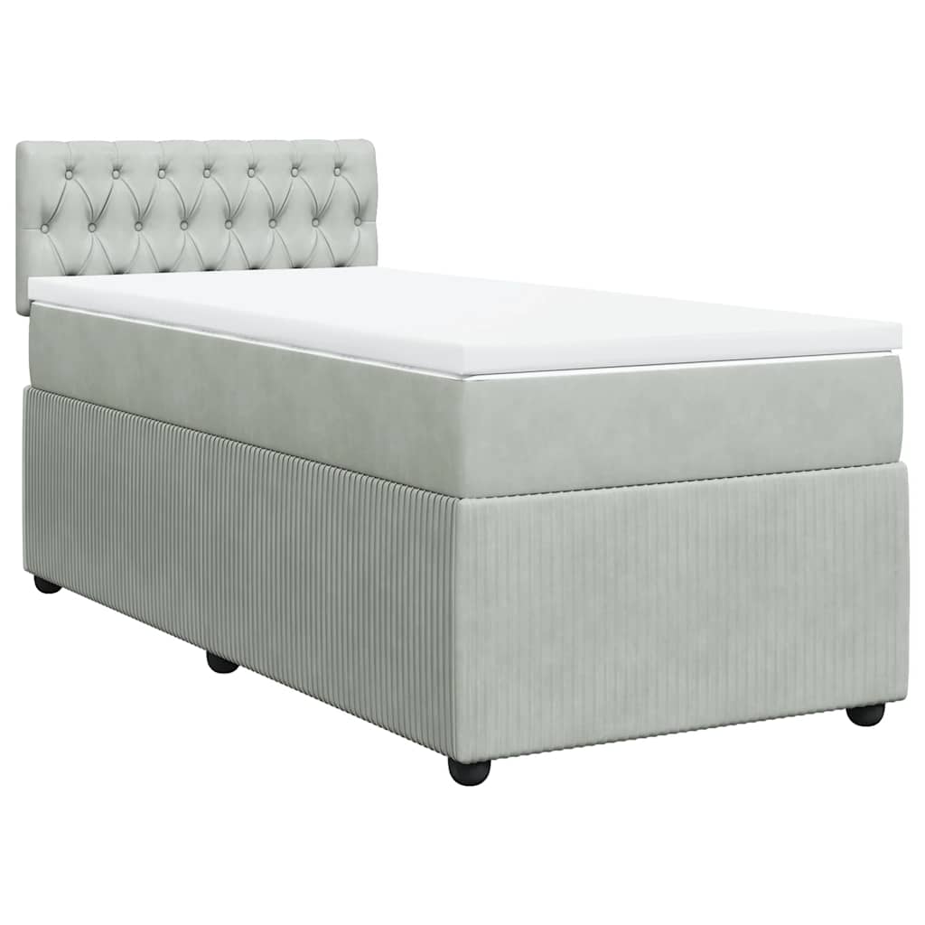 Thumbnail - vidaXL Boxspringbett mit Matratze Hellgrau 80x200 cm Samt