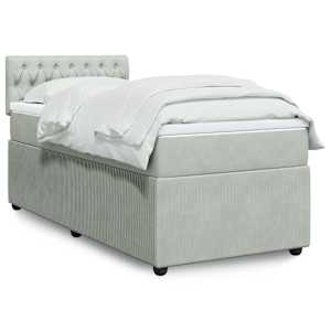 Box spring postelja z vzmetnico svetlo siva 80x200 cm žamet