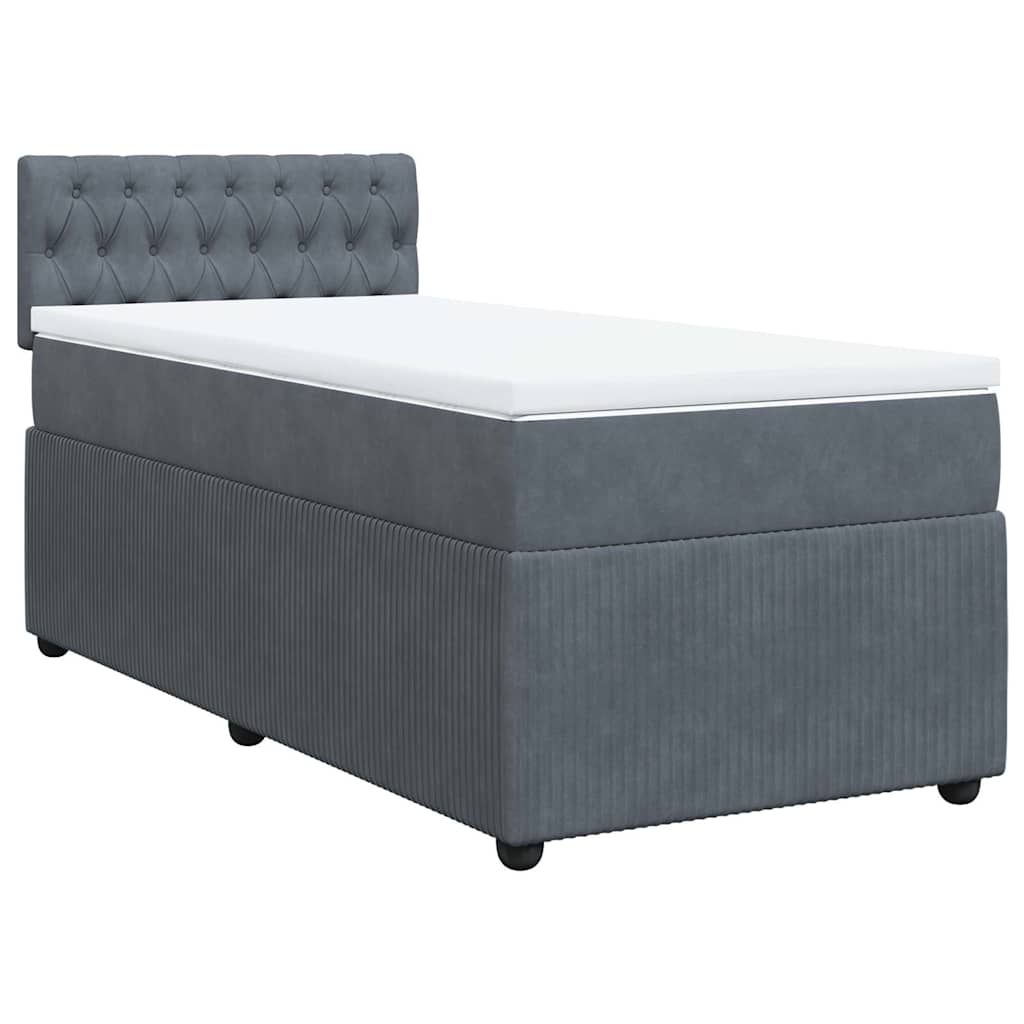 vidaXL Boxspring met matras fluweel donkergrijs 80x200 cm afbeelding