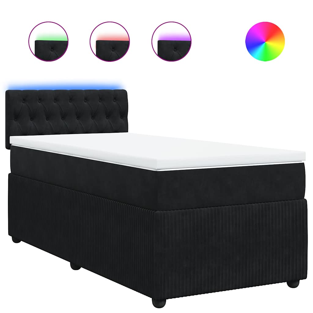Thumbnail - vidaXL Boxspringbett mit Matratze Schwarz 80x200 cm Samt