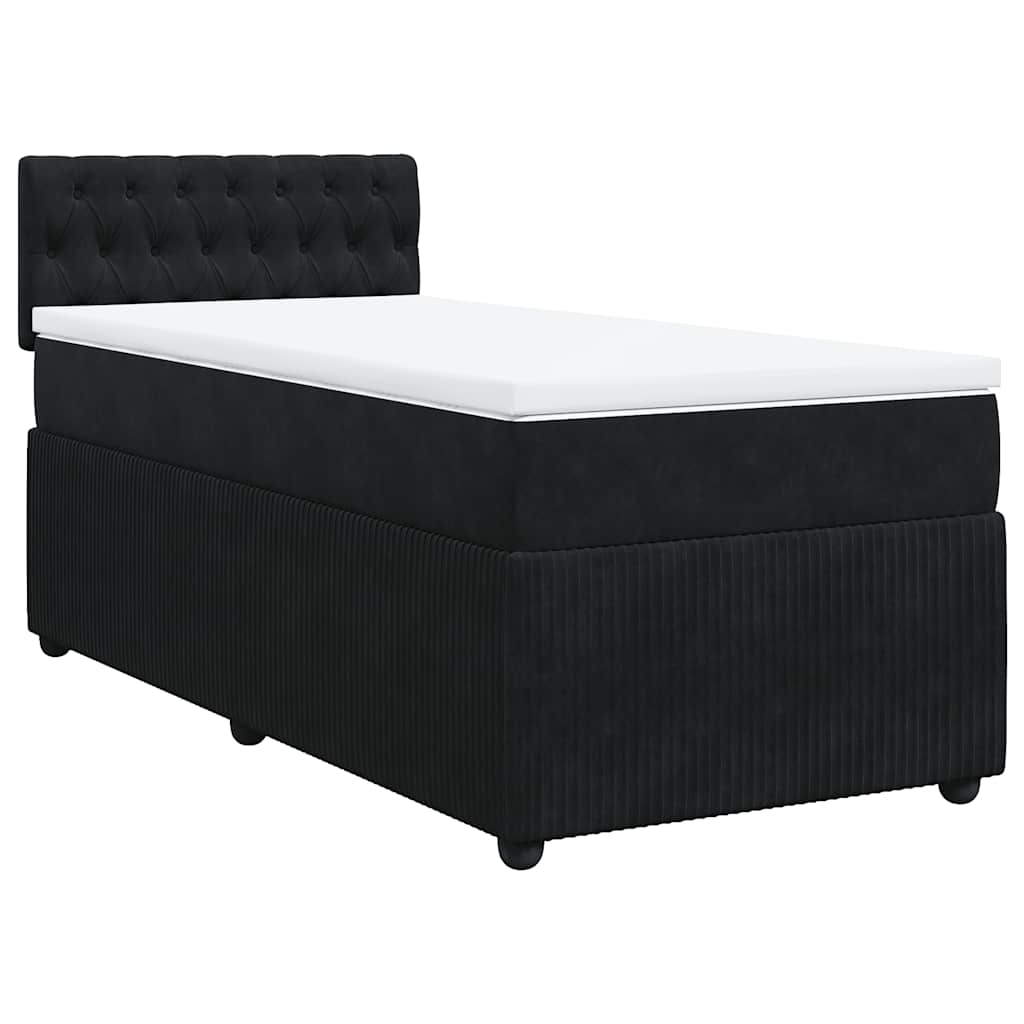 vidaXL Boxspring met matras fluweel zwart 80x200 cm afbeelding