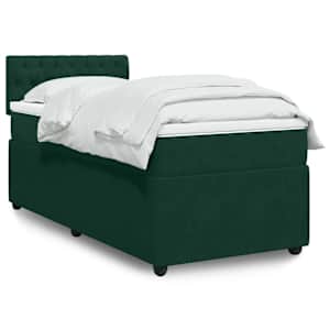 Box spring postelja z vzmetnico temno zelena 80x200 cm žamet