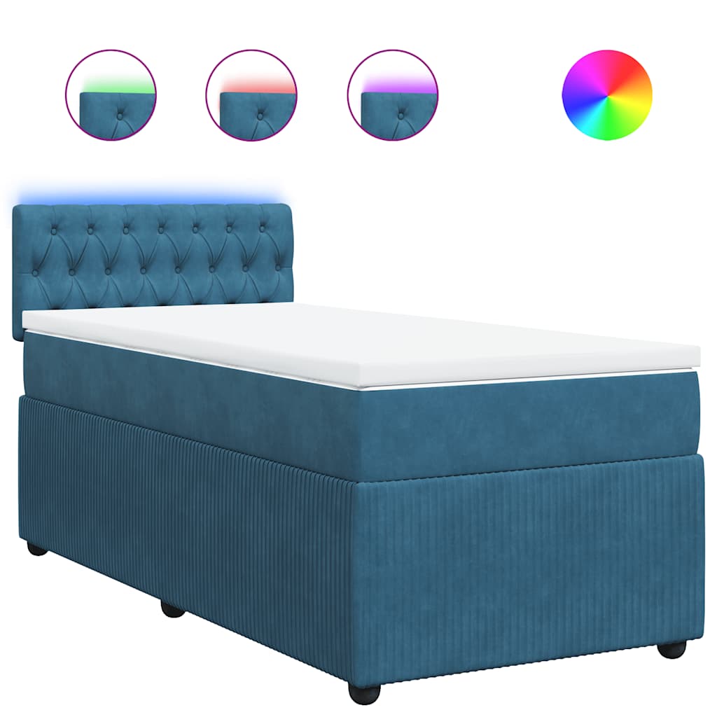 Thumbnail - vidaXL Boxspringbett mit Matratze Blau 80x200 cm Samt