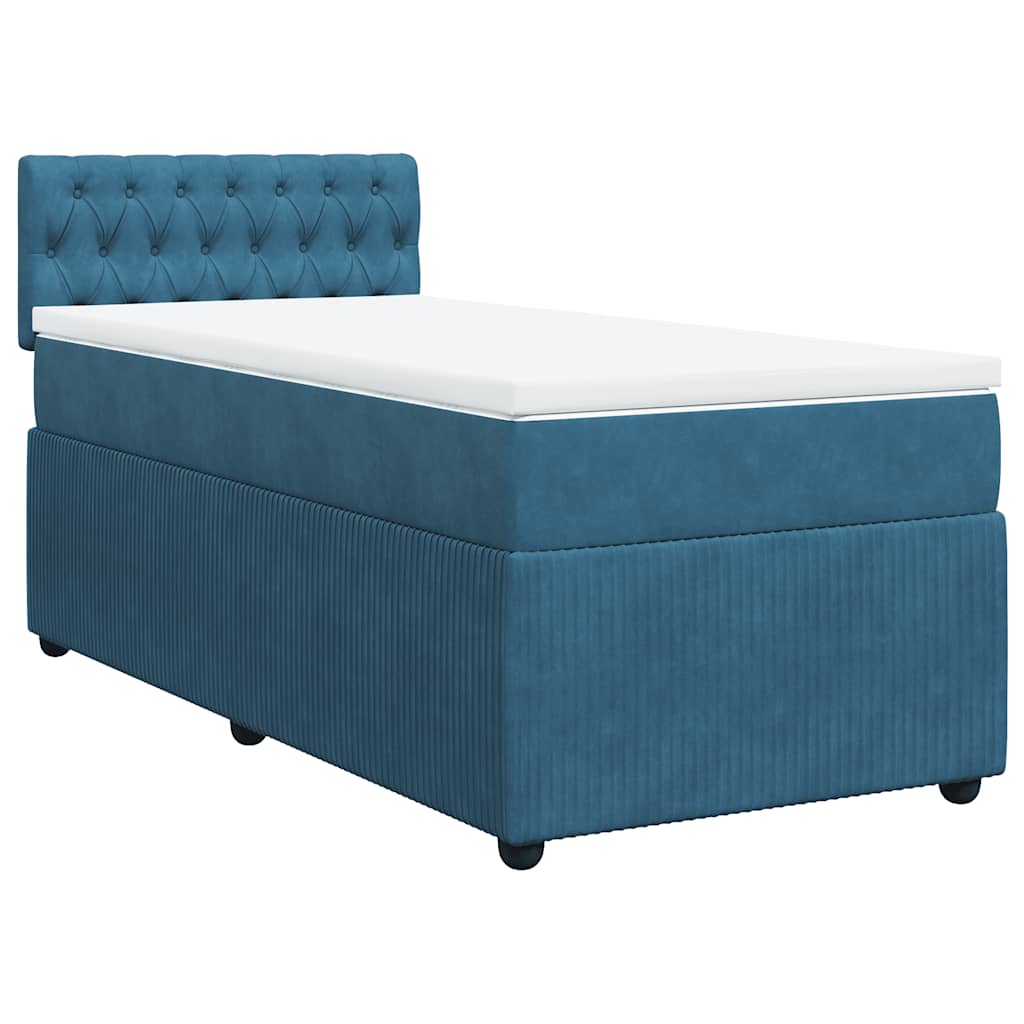 vidaXL Boxspring met matras fluweel blauw 80x200 cm afbeelding
