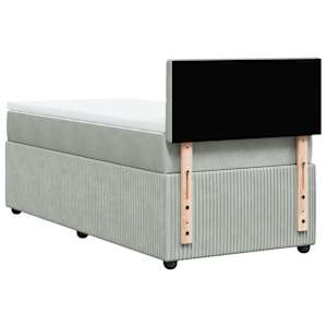 Box spring postel s matrací světle šedá 80 x 200 cm samet - obrázek 8