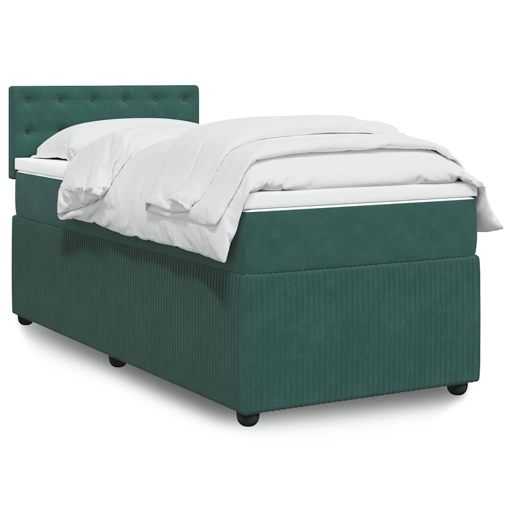 vidaXL Giroletto a Molle con Materasso Verde Scuro 80x200 cm Velluto
