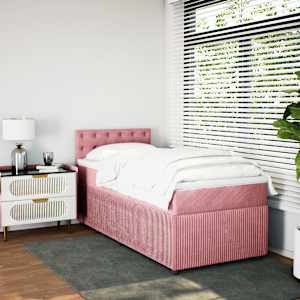 Box spring postel s matrací růžová 80 x 200 cm samet - obrázek 4