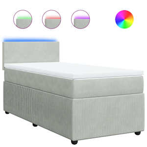 Box spring postel s matrací světle šedá 90x190 cm samet - obrázek 2