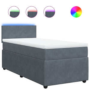 Box spring postel s matrací tmavě šedá 90x190 cm samet - obrázek 2