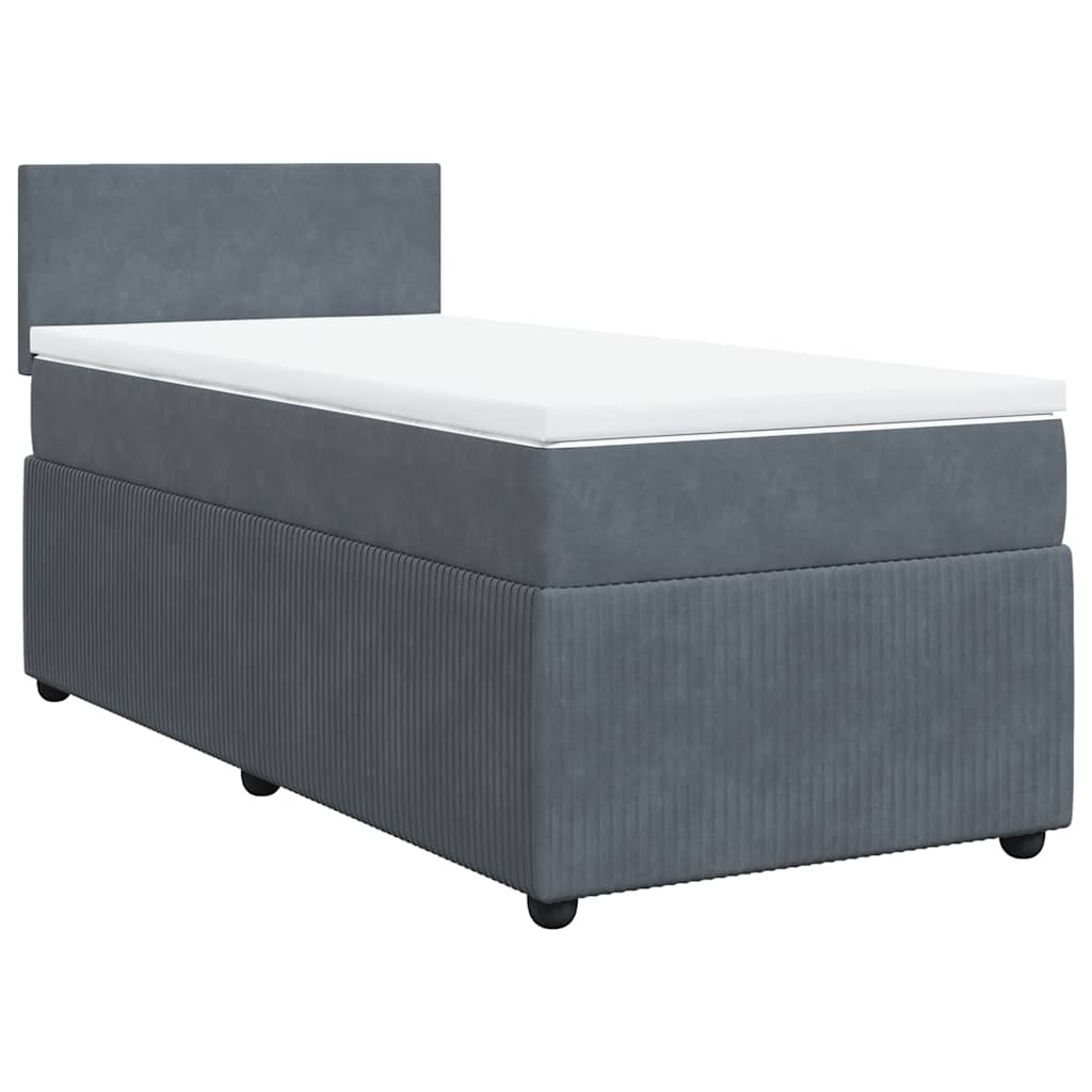 vidaXL Boxspring met matras fluweel donkergrijs 90x190 cm afbeelding