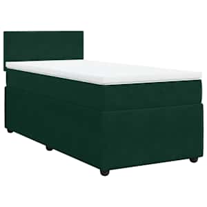 Box spring postel s matrací tmavě zelená 90x190 cm samet - obrázek 3