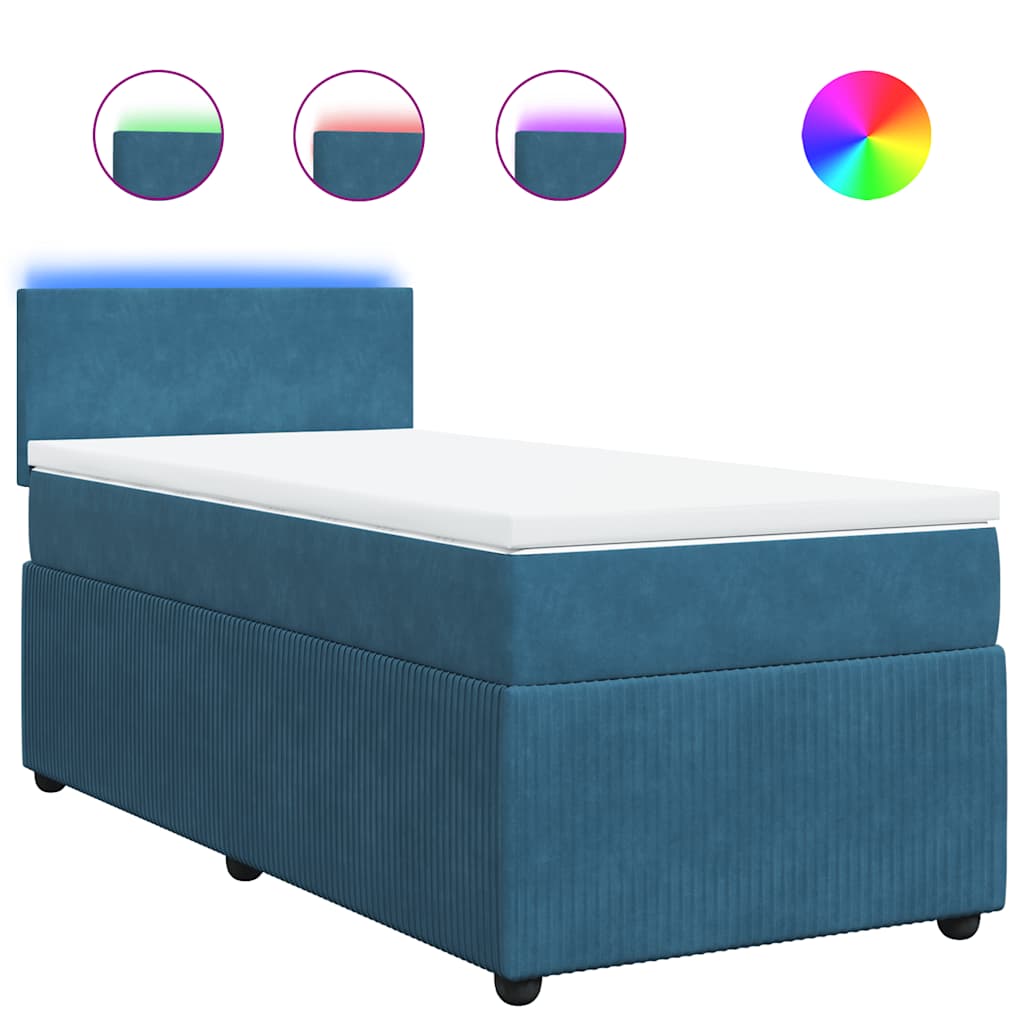 Thumbnail - vidaXL Boxspringbett mit Matratze Blau 90x190 cm Samt