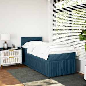 Box spring postel s matrací modrá 90 x 190 cm samet - obrázek 4