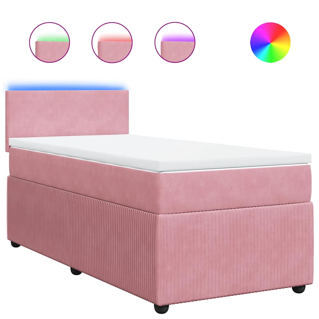 Thumbnail - vidaXL Boxspringbett mit Matratze Rosa 90x190 cm Samt