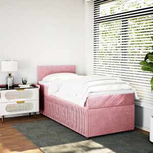 Box spring postel s matrací růžová 90x190 cm samet - obrázek 4