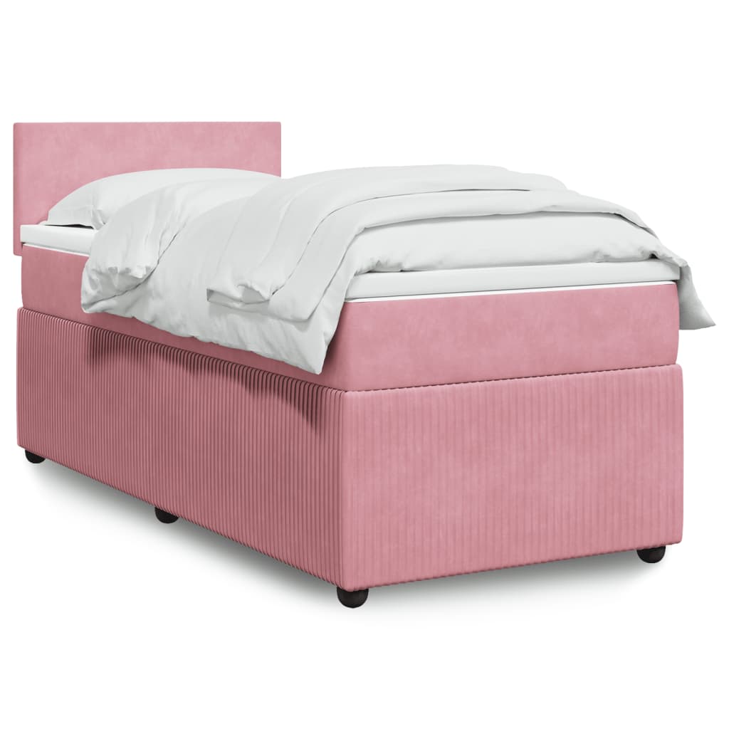 vidaXL Boxspringbett mit Matratze Rosa 90x190 cm Samt