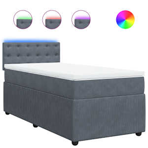 Box spring postel s matrací tmavě šedá 90x190 cm samet - obrázek 2