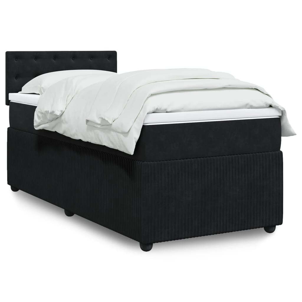 Boxspringbett mit Matratze Schwarz 90×190 cm Samt