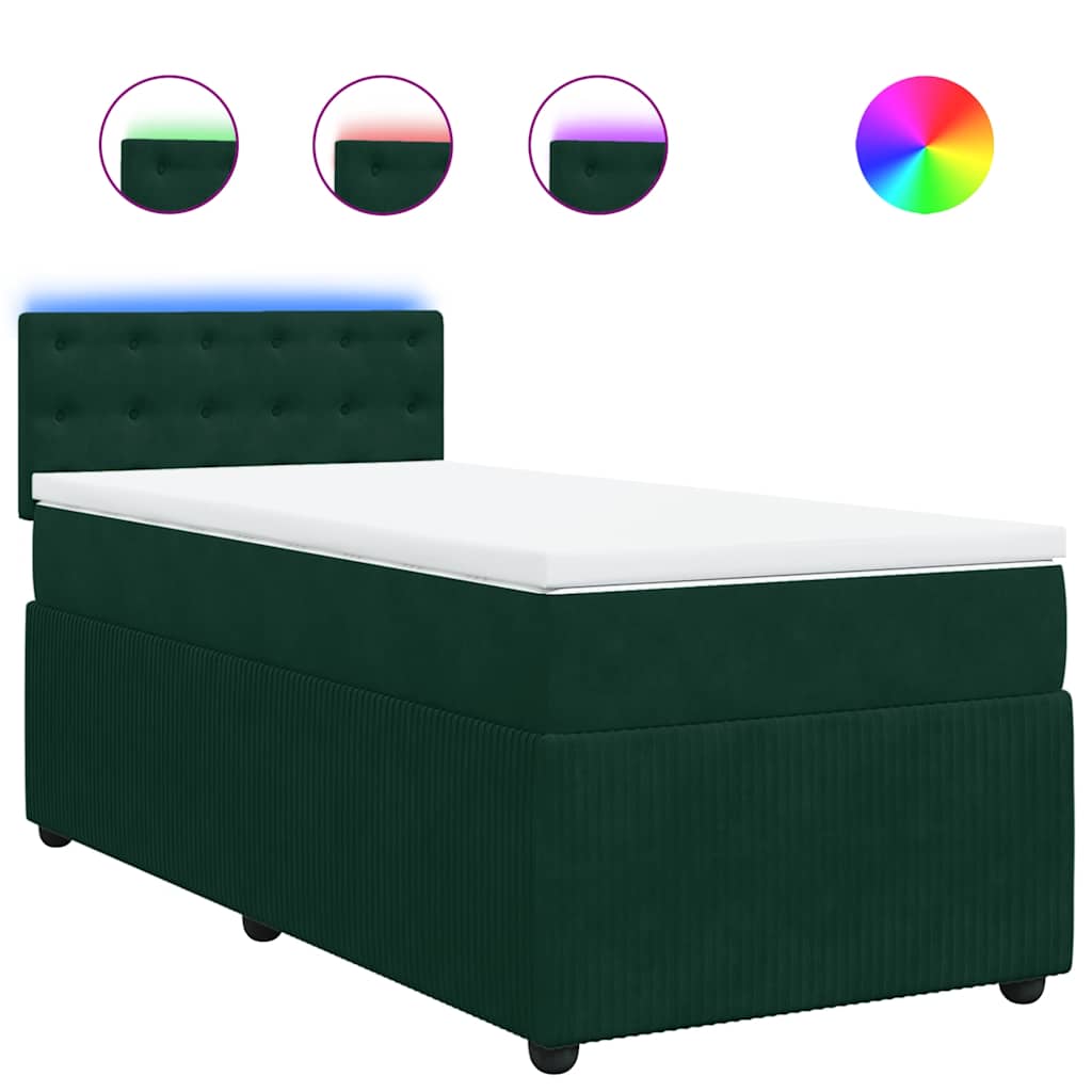 vidaXL Boxspring met matras fluweel donkergroen 90x190 cm groen, foto 3