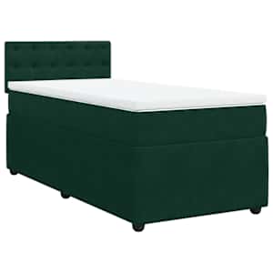 Box spring postel s matrací tmavě zelená 90x190 cm samet - obrázek 3