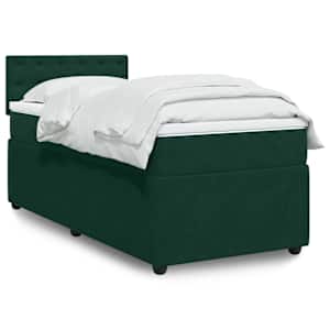 Box spring postel s matrací tmavě zelená 90x190 cm samet - obrázek 1