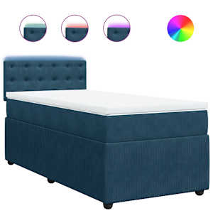 Box spring postel s matrací modrá 90 x 190 cm samet - obrázek 2