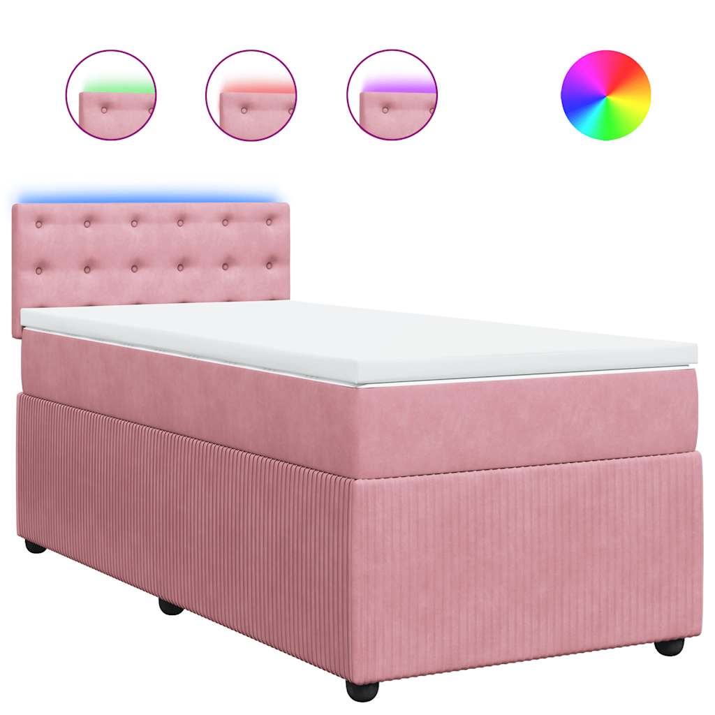 vidaXL Box spring postel s matrací růžová 90x190 cm samet