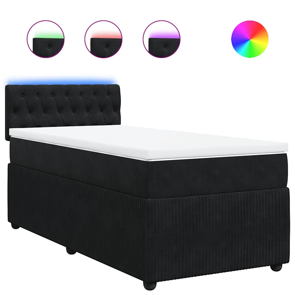 Thumbnail - vidaXL Boxspringbett mit Matratze Schwarz 90x190 cm Samt