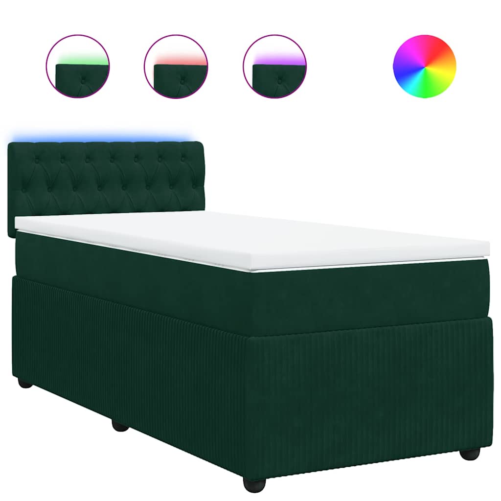 vidaXL Box spring postel s matrací tmavě zelená 90x190 cm samet