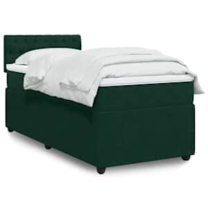 Box spring postelja z vzmetnico temno zelen 90x190 cm žamet