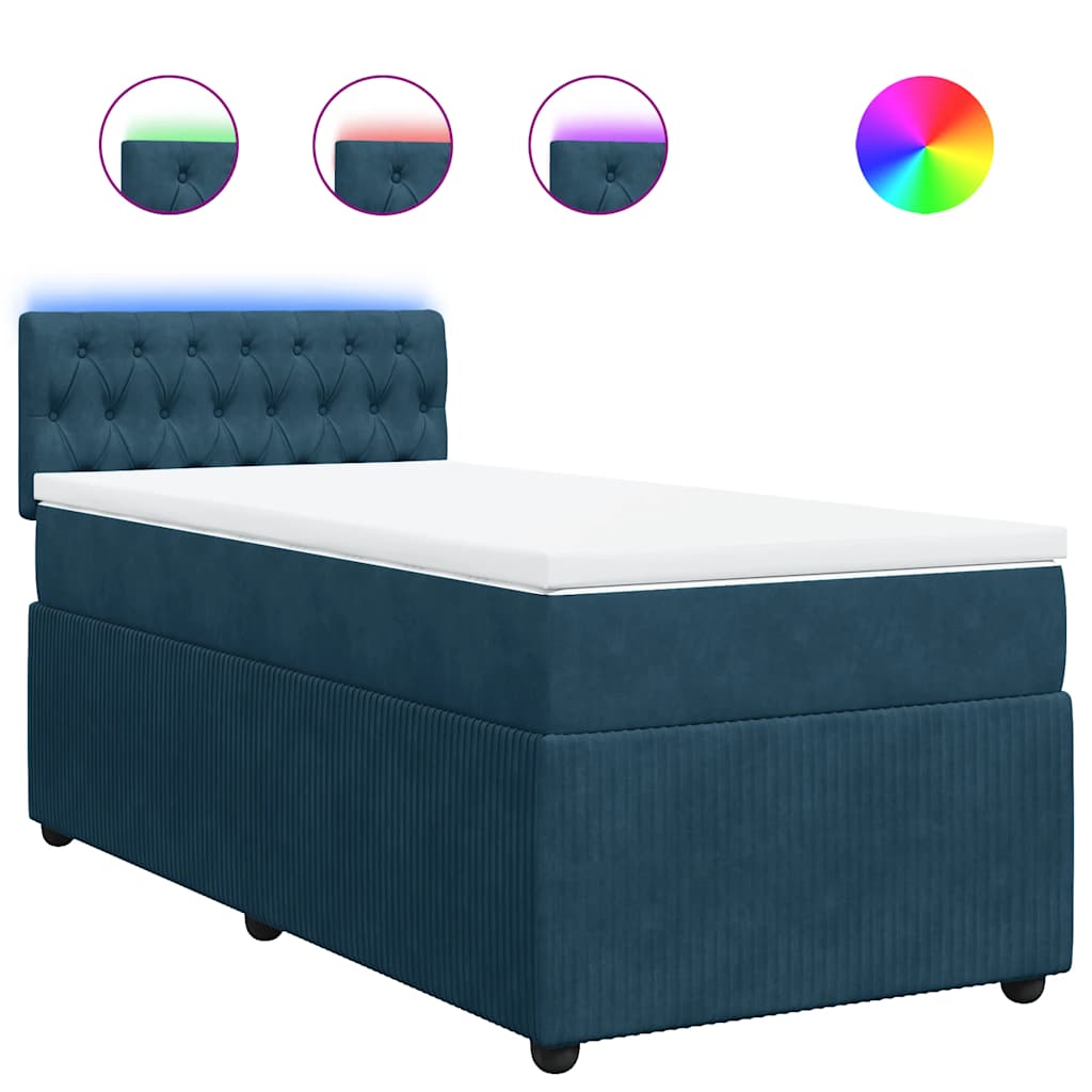 vidaXL Box spring postel s matrací modrá 90 x 190 cm samet