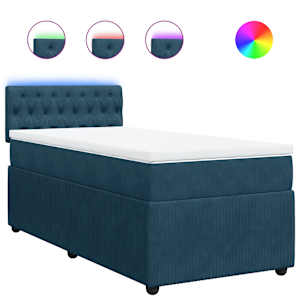 Box spring postel s matrací modrá 90 x 190 cm samet - obrázek 2