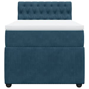 Box spring postel s matrací modrá 90 x 190 cm samet - obrázek 6