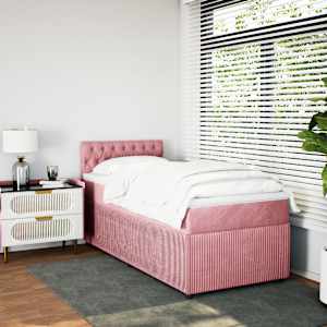 Box spring postel s matrací růžová 90x190 cm samet - obrázek 4