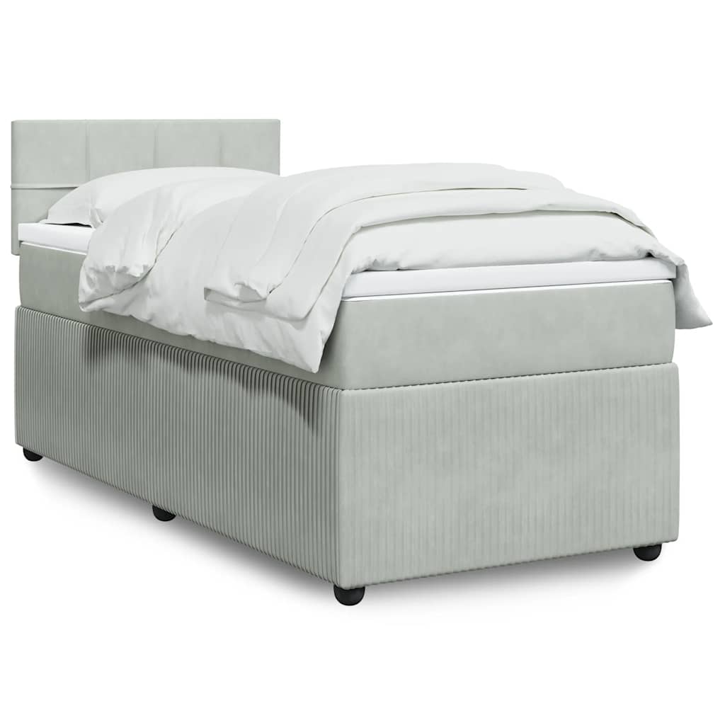 vidaXL Giroletto a Molle con Materasso Grigio Chiaro 90x190 cm Velluto
