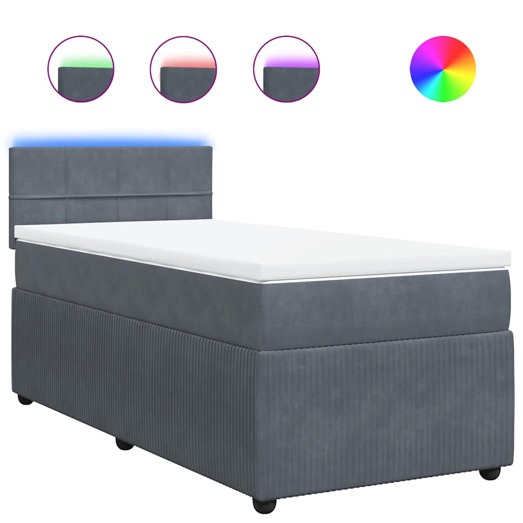 vidaXL Boxspring met matras fluweel donkergrijs 90x190 cm grijs, foto 3