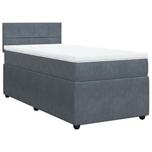 Box spring postel s matrací tmavě šedá 90x190 cm samet - obrázek 3