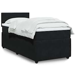 Box spring postel s matrací černá 90x190 cm samet - obrázek 1
